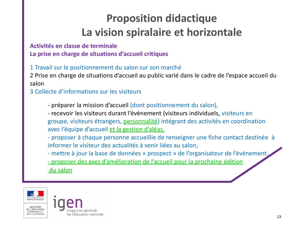 Référentiel DU BACCALAURÉAT PROFESSIONNEL Métiers DE LACCUEIL ppt